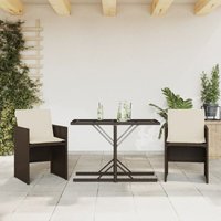 Vidaxl - 3-tlg. Bistro-Set mit Kissen Braun Poly Rattan 61299 von VIDAXL