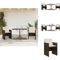 Vidaxl - 3-tlg. Bistro-Set mit Kissen Braun Poly Rattan - Gartentisch - Esstisch - Outdoor Möbel - Gartenmöbel - Bistroset von VIDAXL