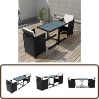 3-tlg. Bistro-Set mit Kissen Poly Rattan Schwarz - Outdoor Möbel - Gartenmöbel - Rattan Gartenmöbel - Gartentisch - Gartenstühle 3-tlg. Bistro-Set mit Kissen Poly Rattan Schwarz - Outdoor Möbel - Gartenmöbel - Rattan Gartenmöbel - Gartentisch - Gartenstühle von VIDAXL
