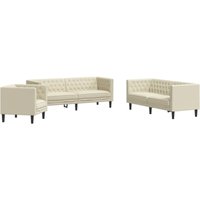 Vidaxl - 3-tlg. Chesterfield-Sofa-Set Creme Kunstleder von VIDAXL