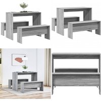 Vidaxl - 3-tlg. Esstisch und Bank Set Grau Sonoma Holzwerkstoff von VIDAXL