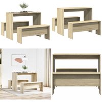 Vidaxl - 3-tlg. Esstisch und Bank Set Sonoma-Eiche Holzwerkstoff von VIDAXL