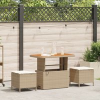 3-tlg. Garten-Essgruppe mit Kissen Beige Poly Rattan Akazie Vidaxl von VIDAXL
