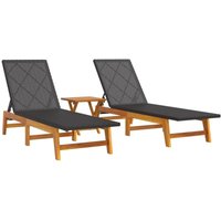 Vidaxl - 3-tlg. Garten-Lounge-Set Poly Rattan & Massivholz Akazie von VIDAXL