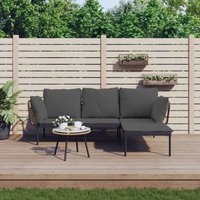 3-tlg. Garten-Lounge-Set mit Kissen Dunkelgrau Poly Rattan - Vidaxl von VIDAXL