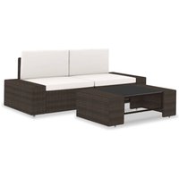 Vidaxl - 3-tlg. Garten-Lounge-Set,Gartenmöbel-Set Poly Rattan Braun von VIDAXL
