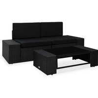 3-tlg. Garten-Lounge-Set Poly Rattan Schwarz - Vidaxl 3-tlg. Garten-Lounge-Set Poly Rattan Schwarz - Vidaxl von VIDAXL