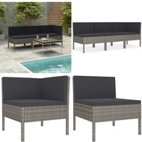 Vidaxl - 3-tlg. Garten-Lounge-Set mit Auflagen Poly Rattan Grau - Gartenmöbel - Loungesessel - Outdoor Furniture - Rattan Gartenmöbel - Sofa Set Vidaxl - 3-tlg. Garten-Lounge-Set mit Auflagen Poly Rattan Grau - Gartenmöbel - Loungesessel - Outdoor Furniture - Rattan Gartenmöbel - Sofa Set von VIDAXL