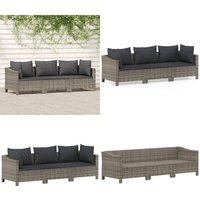 Vidaxl - 3-tlg. Garten-Lounge-Set mit Kissen Grau Poly Rattan - Gartenloungeset - Outdoor Möbel - Loungemöbel - Rattan Gartenmöbel - Gartenmöbel Set von VIDAXL