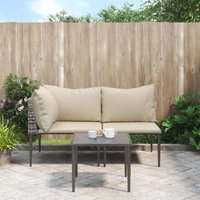 3-tlg. Garten-Lounge-Set mit Kissen Grau Poly Rattan Vidaxl 428469 3-tlg. Garten-Lounge-Set mit Kissen Grau Poly Rattan Vidaxl 428469 von VIDAXL