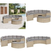3-tlg. Garten-Sofagarnitur Halbrund Beige Poly-Rattan - Gartensofa - Halbrundes Sofa - Outdoor Möbel - Gartenmöbel Set - Gartenlounge - Home & Living von VIDAXL