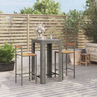 3-tlg. Gartenbar-Set Grau Poly Rattan & Massivholz Akazie - Vidaxl von VIDAXL