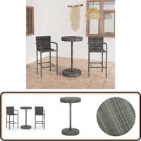 Vidaxl - 3-tlg. Gartenbar-Set Poly Rattan Grau - Gartenbar Set - Outdoor Möbel - Rattan Gartenmöbel - Balkonmöbel - Esszimmergarnitur von VIDAXL