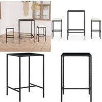 3-tlg. Gartenbar-Set mit Kissen Poly Rattan Schwarz - Outdoor Möbel - Gartenbar Set - Gartentisch - Gartenstühle - Rattan Möbel - Home & Living 3-tlg. Gartenbar-Set mit Kissen Poly Rattan Schwarz - Outdoor Möbel - Gartenbar Set - Gartentisch - Gartenstühle - Rattan Möbel - Home & Living von VIDAXL