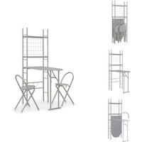 3-tlg. Klappbare Essgruppe mit Ablagefach mdf und Stahl Grau - Klapptische - Esstisch - Essgruppe - Wohnzimmermöbel - Küchenmöbel 3-tlg. Klappbare Essgruppe mit Ablagefach mdf und Stahl Grau - Klapptische - Esstisch - Essgruppe - Wohnzimmermöbel - Küchenmöbel von VIDAXL