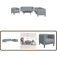 Vidaxl - 3-tlg. Sofagarnitur Hellgrau Stoff - Couchgarnitur - Wohnzimmersofa - Esszimmerstuhl - Lounge Möbel - Grau Couch Vidaxl - 3-tlg. Sofagarnitur Hellgrau Stoff - Couchgarnitur - Wohnzimmersofa - Esszimmerstuhl - Lounge Möbel - Grau Couch von VIDAXL