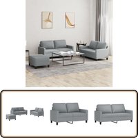Vidaxl - 3-tlg. Sofagarnitur mit Kissen Hellgrau Stoff - Couchgarnitur - Esszimmertisch - Wohnzimmer Dekoration - Grau Sofa - Gemütliches Sofa von VIDAXL
