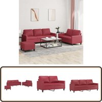 3-tlg. Sofagarnitur mit Kissen Weinrot Kunstleder - Kuschel Sofa - Leder Sofa - Weinrot Sofa - Wohnzimmer Möbel - Couchgarnitur 3-tlg. Sofagarnitur mit Kissen Weinrot Kunstleder - Kuschel Sofa - Leder Sofa - Weinrot Sofa - Wohnzimmer Möbel - Couchgarnitur von VIDAXL