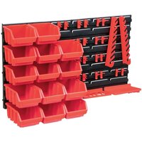 39-tlg. Behälter-Set für Kleinteile mit Wandplatten Rot Schwarz Vidaxl 820625 von VIDAXL