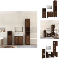 Vidaxl - 4-tlg. Badmöbel-Set Braun Eichen-Optik Holzwerkstoff - Badmöbel - Badezimmermöbel - Waschtischunterschrank - Spiegelschrank - Holzmöbel von VIDAXL