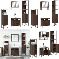Vidaxl - 4-tlg. Badmöbel-Set Braun Eichen-Optik Holzwerkstoff - Badmöbel-Set - Badezimmermöbel - Holzwerkstoff - Eiche Optik - Spiegelschrank - Home von VIDAXL