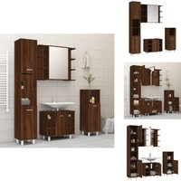 Vidaxl - 4-tlg. Badmöbel-Set Braun Eichen-Optik Holzwerkstoff - Badmöbel Set - Badezimmermöbel - Waschtischschrank - Standregal - Spiegelschrank von VIDAXL