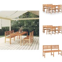 Vidaxl - 4-tlg. Garten-Essgruppe Massivholz Teak - Gartenmöbel Set - Teakholzmöbel - Gartentisch - Gartenbank - Gartenstühle von VIDAXL