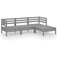 Vidaxl - 4-tlg. Garten-Lounge-Set,Gartenmöbel-Set Massivholz Kiefer Grau von VIDAXL