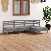 4-tlg. Garten-Lounge-Set Massivholz Kiefer Grau Vidaxl von VIDAXL