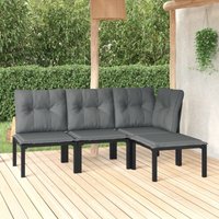 4-tlg. Garten-Lounge-Set Schwarz und Grau Poly Rattan - Vidaxl 4-tlg. Garten-Lounge-Set Schwarz und Grau Poly Rattan - Vidaxl von VIDAXL