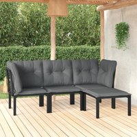 4-tlg. Garten-Lounge-Set Schwarz und Grau Poly Rattan - Vidaxl von VIDAXL