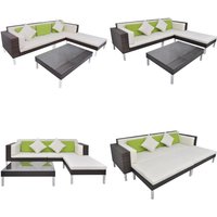 4-tlg. Garten-Lounge-Set mit Auflagen Poly Rattan Braun - Gartenmöbel-Set - Loungemöbel - Rattan Möbel - Outdoor Furniture - Esszimmergruppe - Home & von VIDAXL
