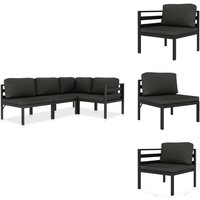 Vidaxl - 4-tlg. Garten-Lounge-Set mit Kissen Aluminium Anthrazit - Gartensorgsessel - Loungesessel - Aluminium Möbel - Outdoor Furniture - Rattan von VIDAXL
