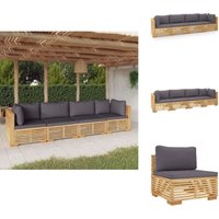 4-tlg. Garten-Lounge-Set mit Kissen Massivholz Teak - Garten Lounge Set - Holz Möbel - Teakholz Gartenmöbel - Gartenmöbel Set - Loungesessel von VIDAXL