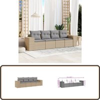 4-tlg. Garten-Sofagarnitur mit Kissen Beige Poly Rattan - Gartensofas - Outdoor Möbel - Gartenmöbel Set - Rattan Gartenmöbel - Polyethylen Gartenmöbel von VIDAXL