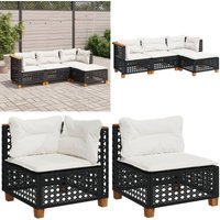 4-tlg. Garten-Sofagarnitur mit Kissen Schwarz Poly Rattan - Gartengestell - Gartenmöbel Set - PE-Rattan Möbel - Outdoor Sofa - Lounge Set - Home & 4-tlg. Garten-Sofagarnitur mit Kissen Schwarz Poly Rattan - Gartengestell - Gartenmöbel Set - PE-Rattan Möbel - Outdoor Sofa - Lounge Set - Home & von VIDAXL