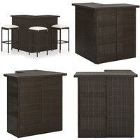 4-tlg. Gartenbar-Set mit Kissen Poly Rattan Braun - Gartenbar-Set - Outdoor-Möbel - Rattan-Möbel - Gartenmöbel - Esszimmergarnitur - Home & Living von VIDAXL