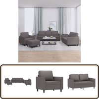 Vidaxl - 4-tlg. Sofagarnitur mit Kissen Grau Kunstleder - Couchgarnitur - Ecksofa - Ledercouch - Grau Sofa - Lounge Möbel Vidaxl - 4-tlg. Sofagarnitur mit Kissen Grau Kunstleder - Couchgarnitur - Ecksofa - Ledercouch - Grau Sofa - Lounge Möbel von VIDAXL