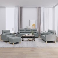 4-tlg. Sofagarnitur mit Kissen Hellgrau Stoff Vidaxl von VIDAXL