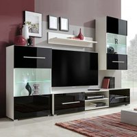 Vidaxl - 4-tlg. Wohnwand mit TV-Schrank & LED-Leuchten Hochglanz-Schwarz von VIDAXL