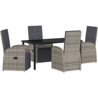 Vidaxl - 5-tlg. Garten-Essgruppe mit Kissen Grau Poly Rattan Vidaxl - 5-tlg. Garten-Essgruppe mit Kissen Grau Poly Rattan von VIDAXL