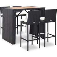 Vidaxl - 5-tlg. Garten-Bar-Set Poly Rattan und Akazienholz Schwarz Schwarz von BONNEVIE