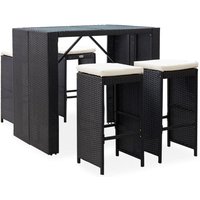 Vidaxl - 5-tlg. Garten-Bar-Set Poly Rattan und Glas Schwarz von VIDAXL