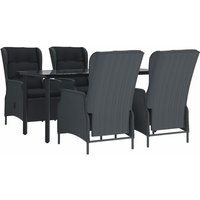 Vidaxl - 5-tlg. Garten-Essgruppe Dunkelgrau Poly Rattan Vidaxl - 5-tlg. Garten-Essgruppe Dunkelgrau Poly Rattan von VIDAXL