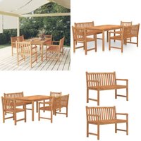 5-tlg. Garten-Essgruppe Massivholz Teak - Gartenmöbel - Essgruppe - Teakholz - Outdoor Möbel - Gartentisch - Home & Living von VIDAXL