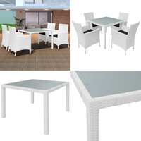 Vidaxl - 5-tlg. Garten-Essgruppe Poly Rattan Cremeweiß - Gartentisch - Gartenstuhl - Rattan Möbel - Outdoor Küche - Terrassenmöbeln - Home & Living von VIDAXL