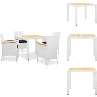 Vidaxl - 5-tlg. Garten-Essgruppe Poly Rattan Weiß - Gartenmöbel - Essgruppen - Rattan Gartenmöbel - Outdoor Küche - Balkonmöbel von VIDAXL
