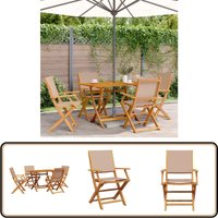Vidaxl - 5-tlg. Garten-Essgruppe Stoff und Massivholz Taupe - Gartentisch - Gartenstühle - Essgruppe - Holz Möbel - Akazienholz von VIDAXL