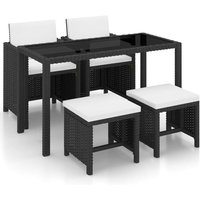 5-tlg. Garten-Essgruppe mit Auflagen Poly Rattan Schwarz Vidaxl 5-tlg. Garten-Essgruppe mit Auflagen Poly Rattan Schwarz Vidaxl von VIDAXL