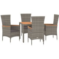 5-tlg. Garten-Essgruppe mit Kissen Grau Poly Rattan Vidaxl 5-tlg. Garten-Essgruppe mit Kissen Grau Poly Rattan Vidaxl von VIDAXL